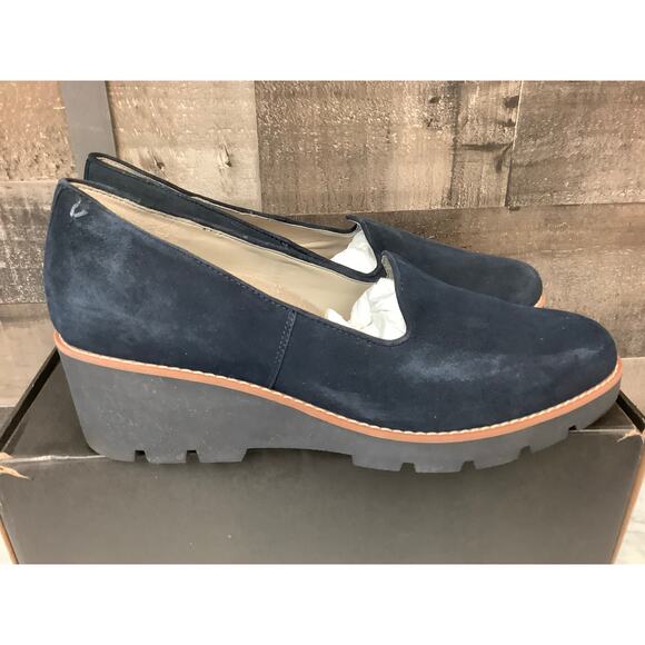 Vionic Women's 12 Black Suede Leather Willa Wedge Loafer Slip On Comfort LB12-19 - Picture 3 of 7